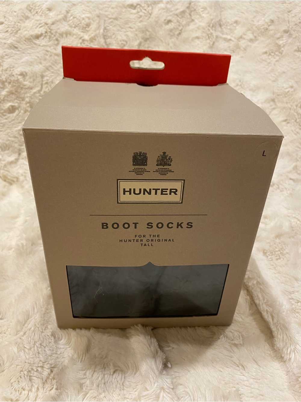 Hunter Black Faux Fur Cuff Boot Socks size Large tall - Picture 3 of 6